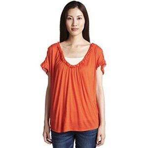 Soft JOIE RUFFLED KNIT TOP Scoop Neck L